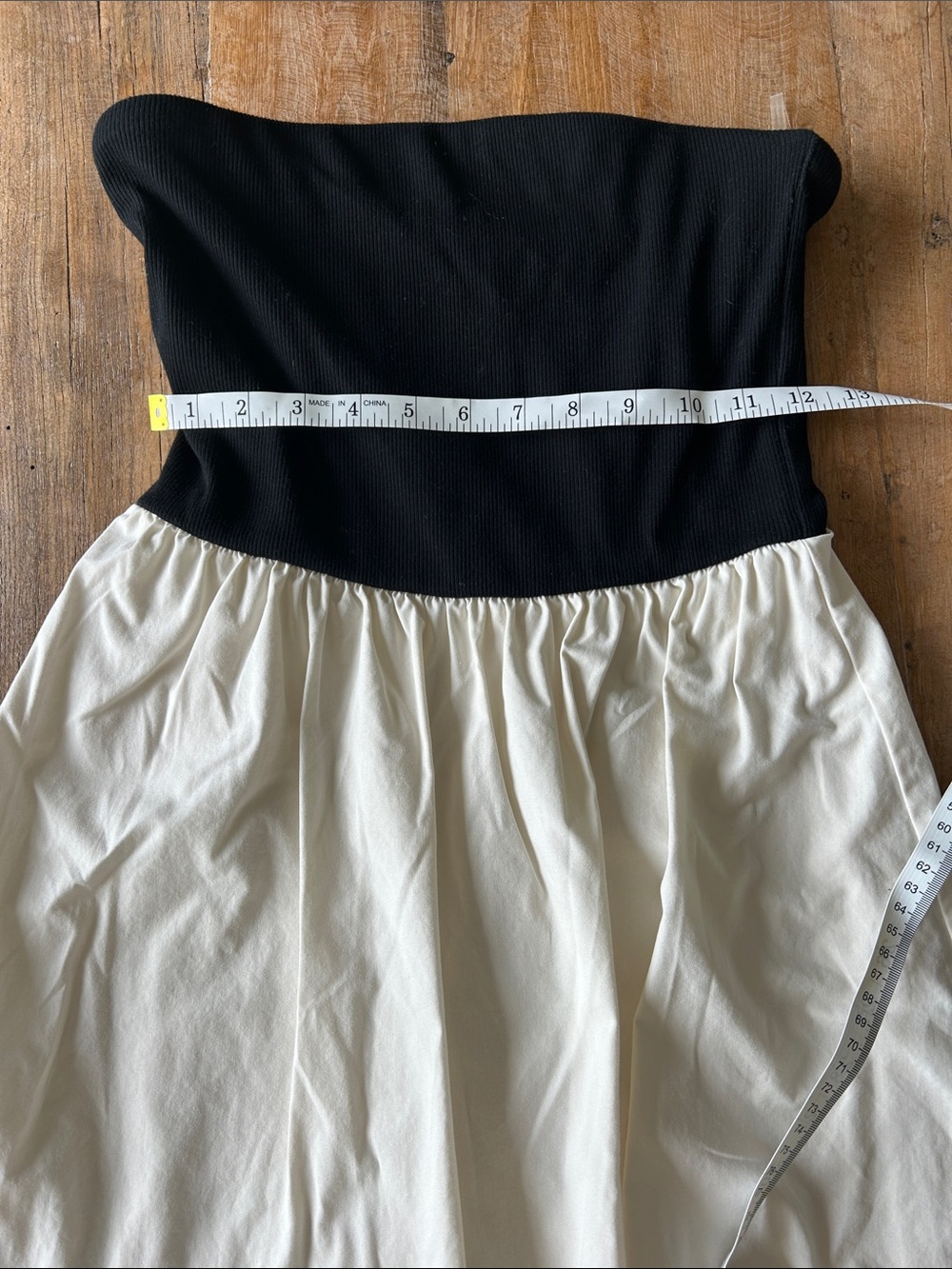 Women’s Black and Cream Strapless Bubble Dress - Picture 5 of 6